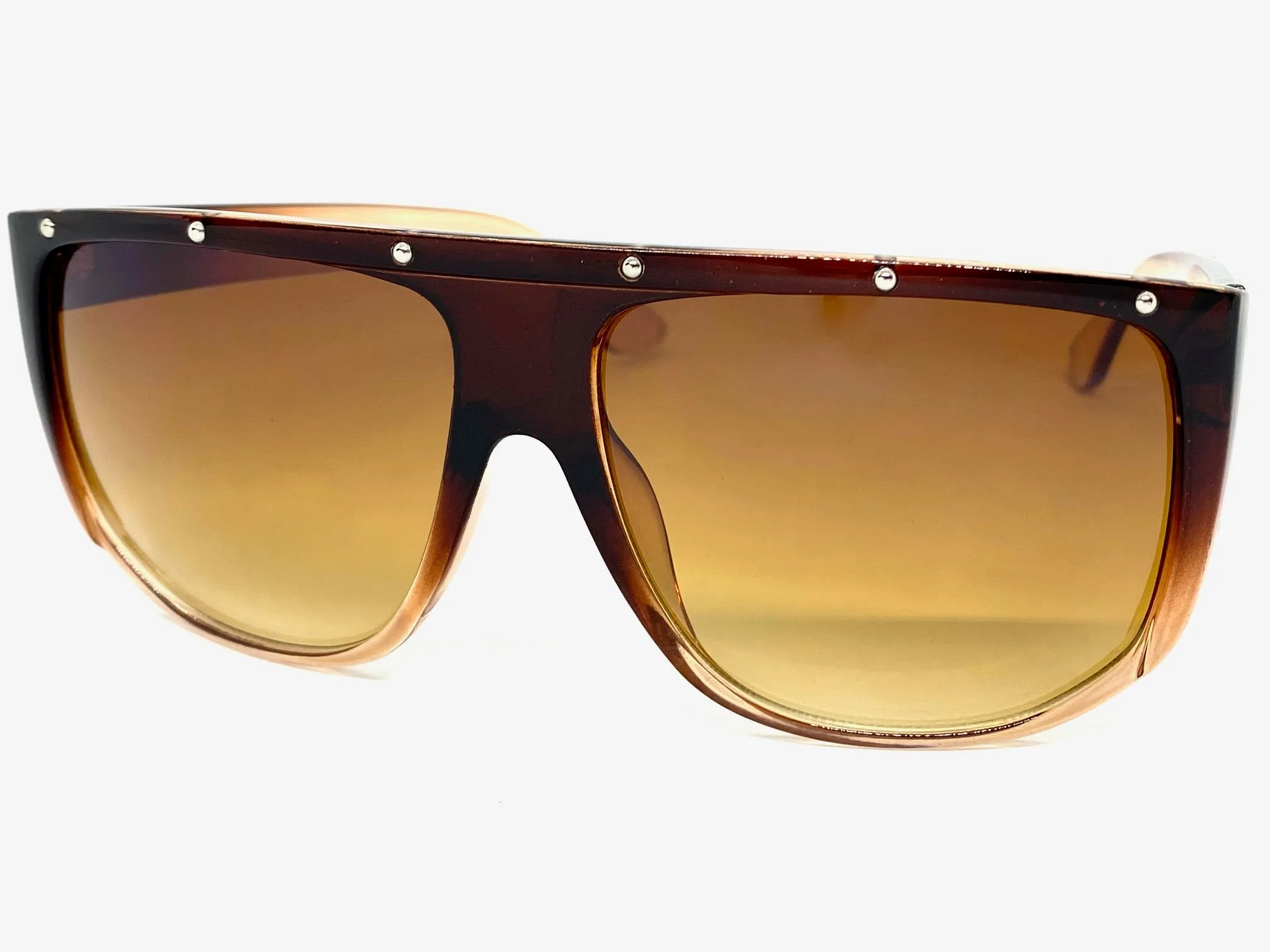 Oversized Classic Vintage Retro Style SUNGLASSES Large Brown Frame 1796