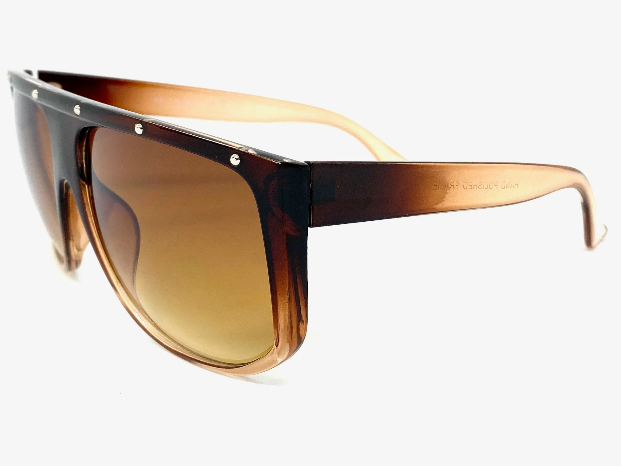 Oversized Classic Vintage Retro Style SUNGLASSES Large Brown Frame 1796