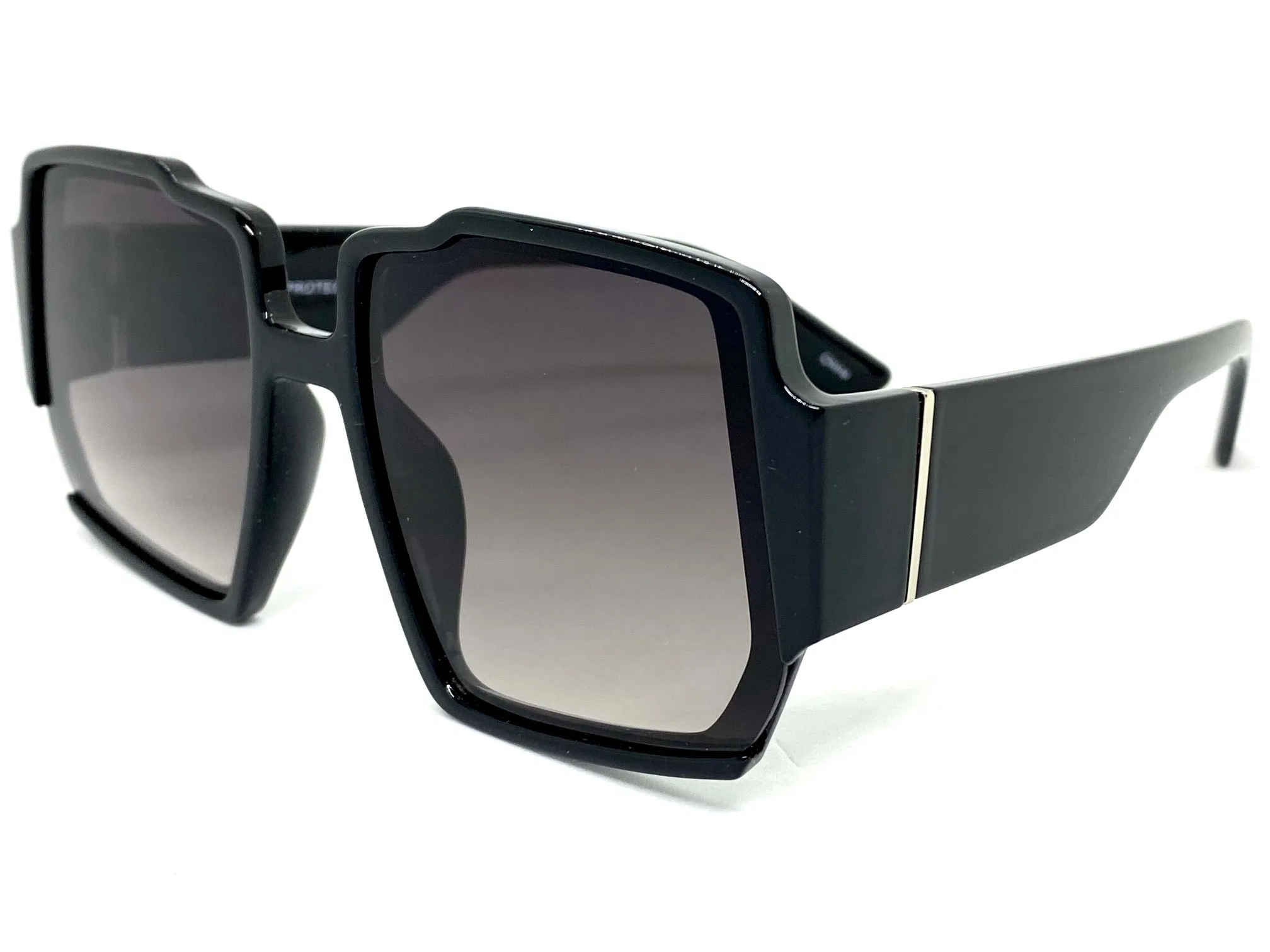 Oversized Classic Vintage Retro Style SUNGLASSES Large Funky Black Frame 80292