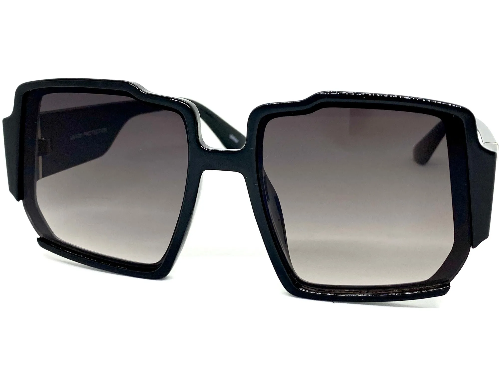 Oversized Classic Vintage Retro Style SUNGLASSES Large Funky Black Frame 80292