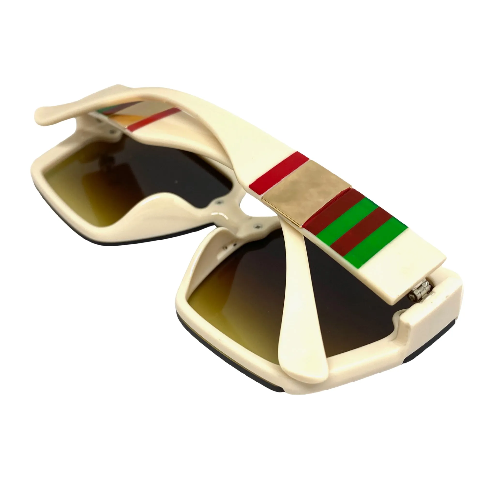 Oversized Classic Vintage Retro Style SUNGLASSES Square Cream Frame E1980