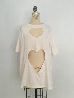 OVERSIZED DOUBLE HEART CUT-OUT TEE