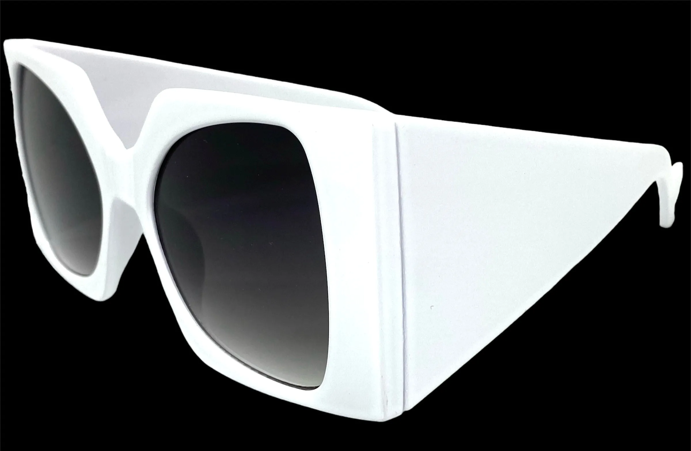 Oversized Exaggerated Vintage Retro Style SUNGLASSES Huge Super Thick White Frame 9053