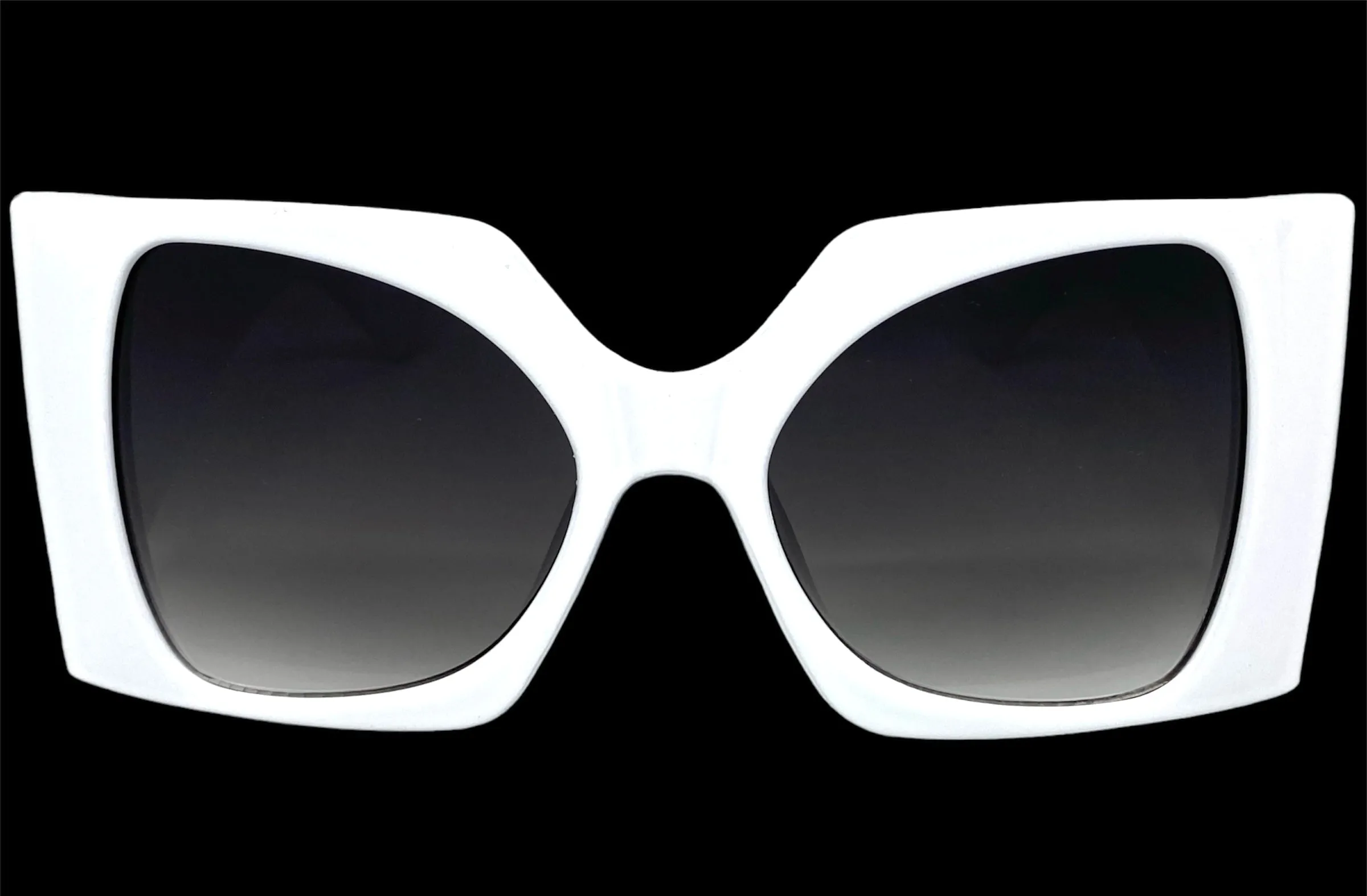 Oversized Exaggerated Vintage Retro Style SUNGLASSES Huge Super Thick White Frame 9053