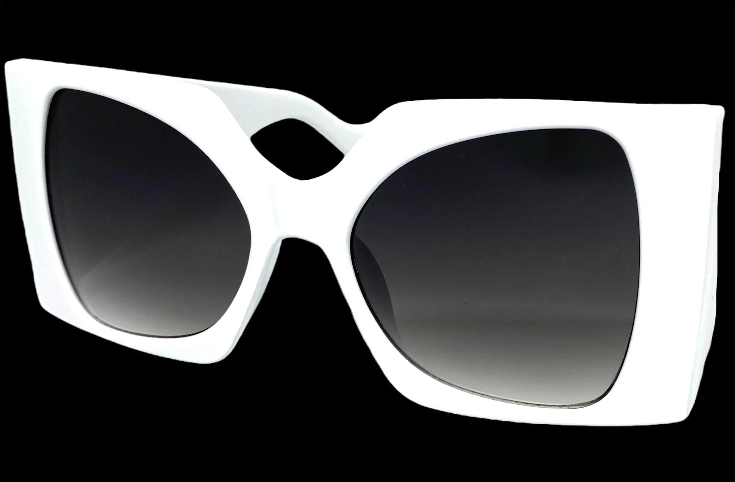 Oversized Exaggerated Vintage Retro Style SUNGLASSES Huge Super Thick White Frame 9053