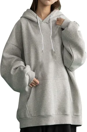 Oversized Hoodies for Teen Girls Y2k Hooded Sweatshirt Women Casual Plain Drop Shoulder Long Sleeve Hoodies Pullover Tops