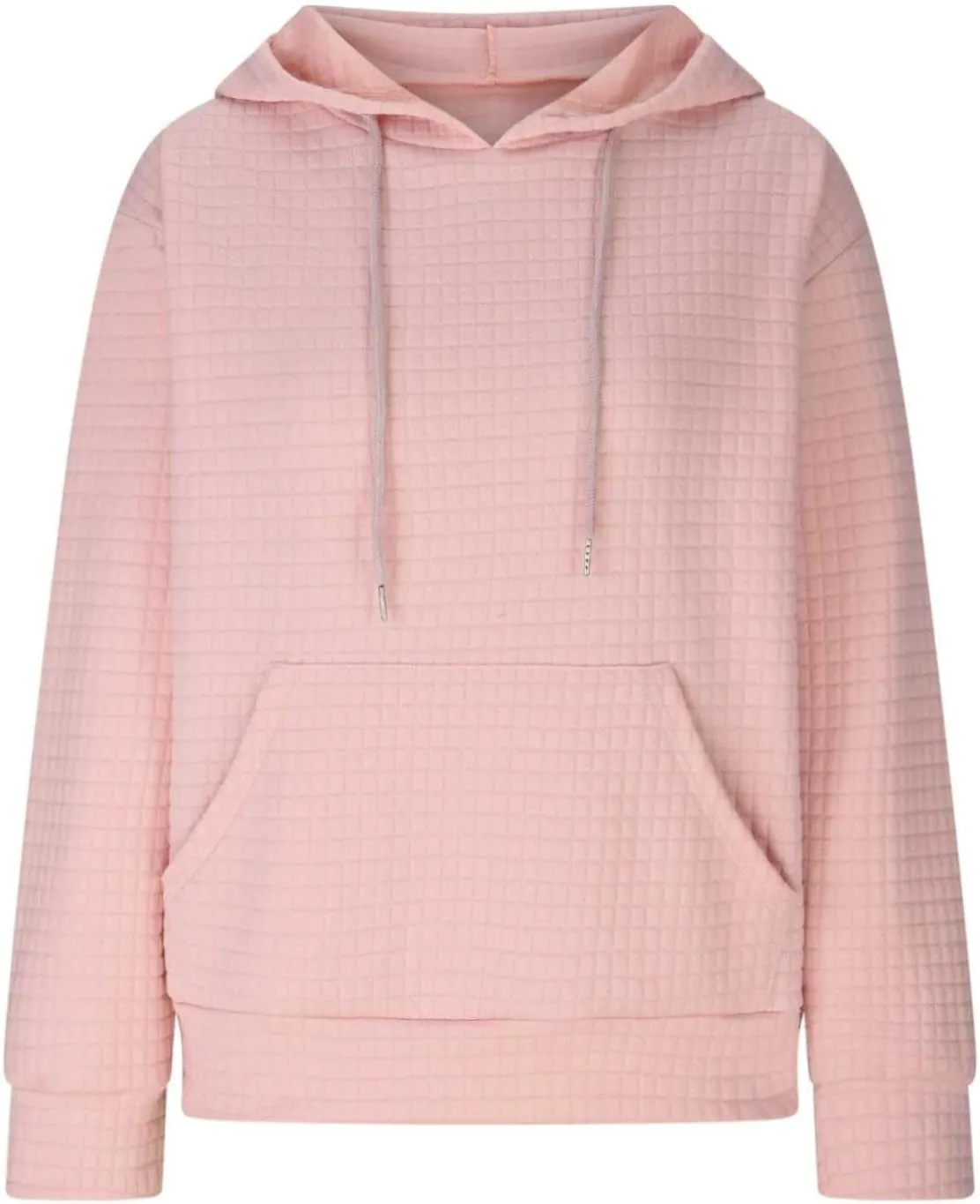 Oversized Hoodies for Women Athleisure Quilted Drawstring Crewneck Sweatshirts Fall Knit Pullover Sweaters with Pocket