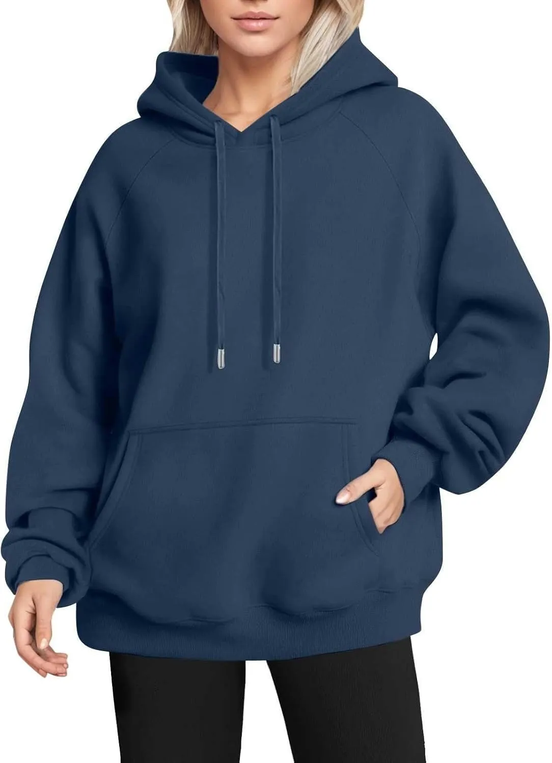 Oversized Hoodies for Women Fleece Plain Hooded Sweatshirts with Pocket Casual Drawstring Pullover Sweaters Y2k Tops