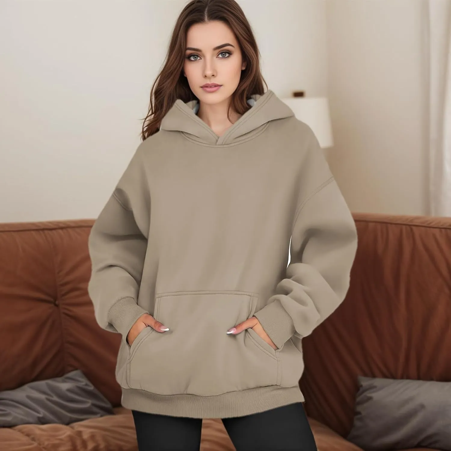 Oversized Hoodies for Women Fleece Plus Size Sweatshirts with Pocket Casual Pullover Tops Fall Winter Outfits