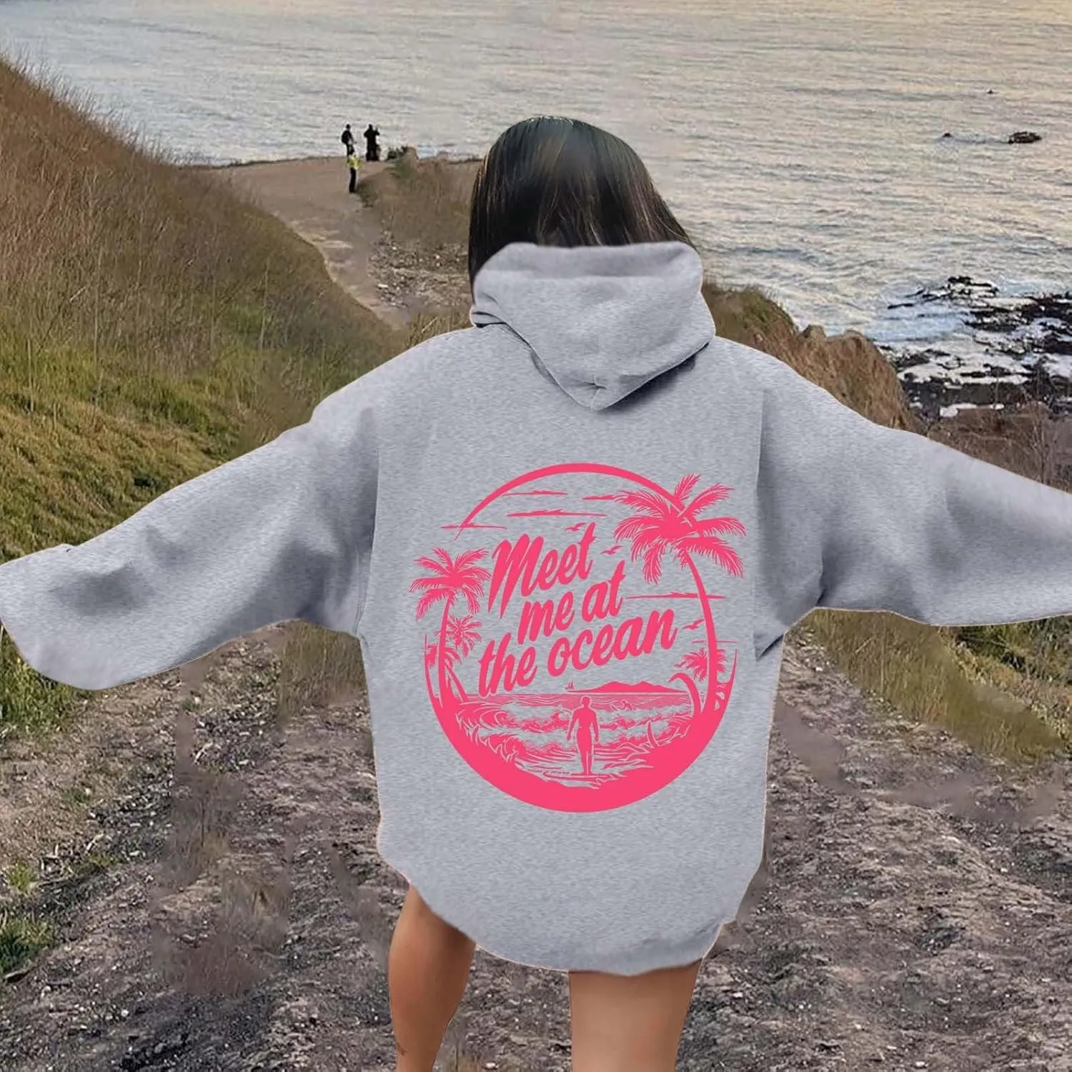 Oversized Hoodies for Women, Teen Girls Preppy Sweatshirt Long Sleeve Y2K Graphic Tees with Pockets