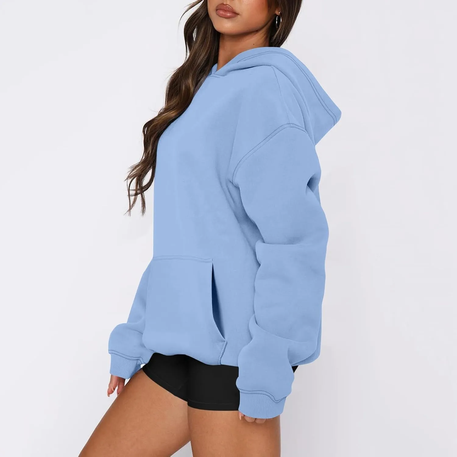 Oversized Hoodies for Women Trendy Winter Fleece Pullover Hoodie Y2k Long Sleeve Hooded Sweatshirt with Pockets