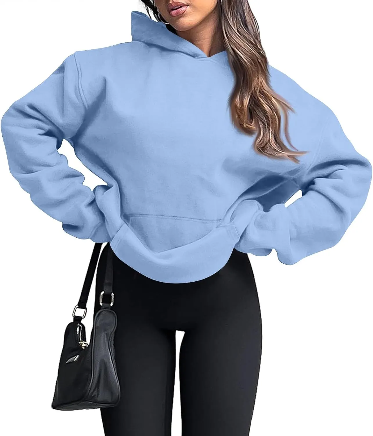 Oversized Hoodies for Women Trendy Winter Fleece Pullover Hoodie Y2k Long Sleeve Hooded Sweatshirt with Pockets