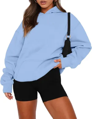 Oversized Hoodies for Women Trendy Winter Fleece Pullover Hoodie Y2k Long Sleeve Hooded Sweatshirt with Pockets