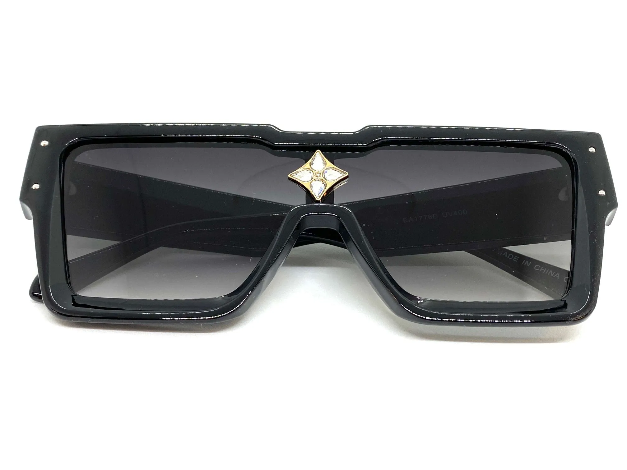 Oversized Modern Luxury Hip Hop Shield Style SUNGLASSES Large Black Frame E1776
