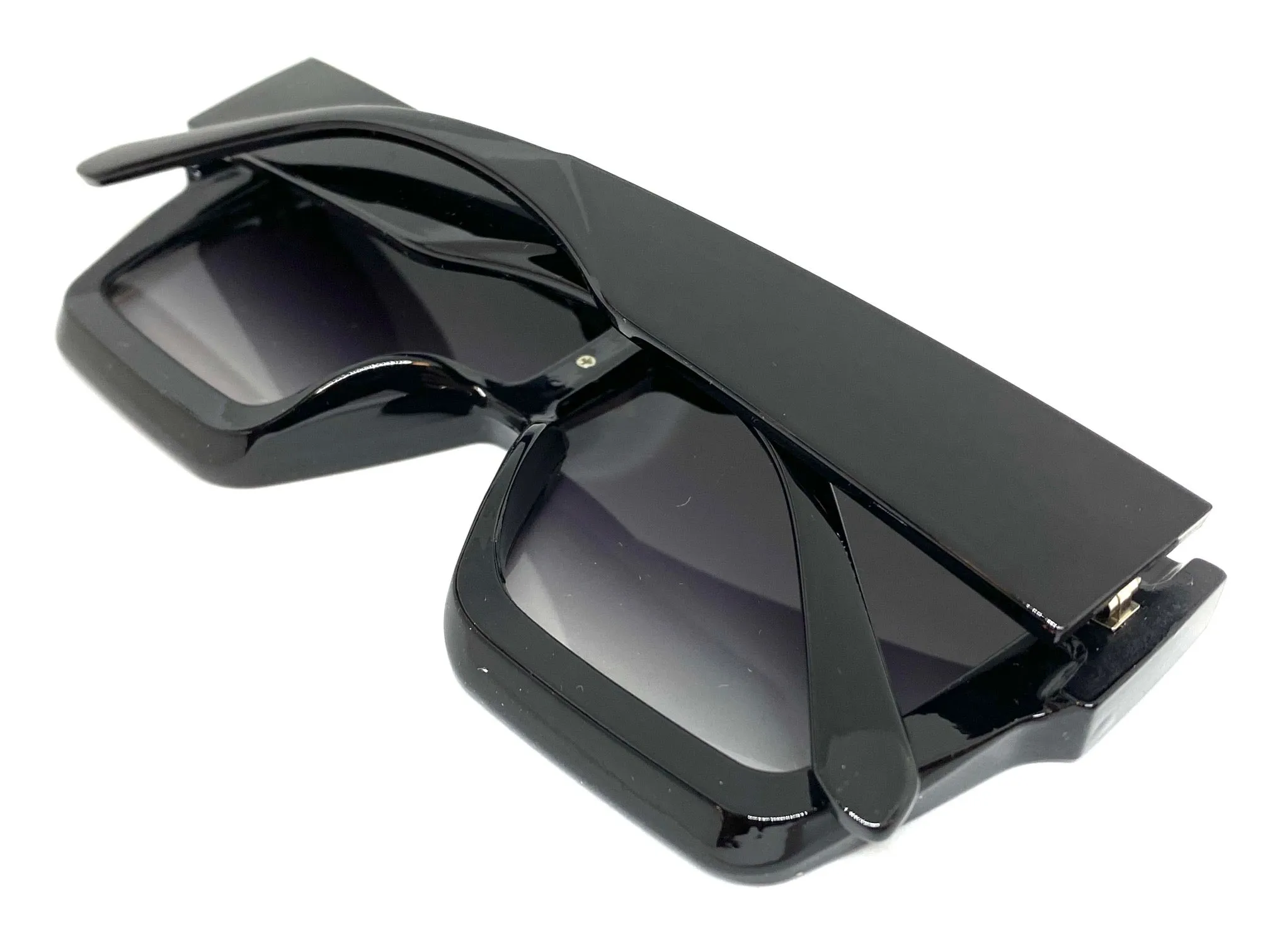 Oversized Modern Luxury Hip Hop Shield Style SUNGLASSES Large Black Frame E1776