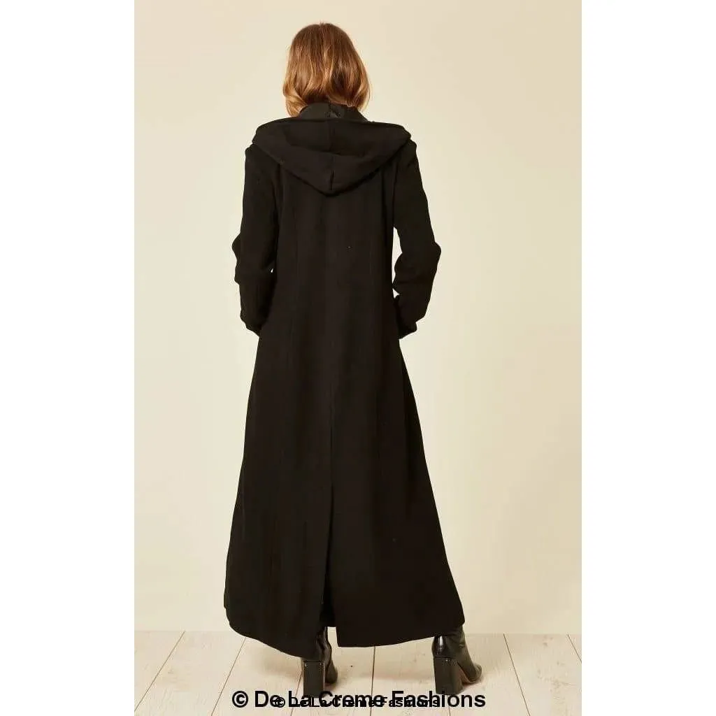 Oversized Wool Blend Hooded Long Coat