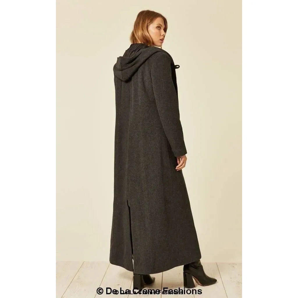 Oversized Wool Blend Hooded Long Coat