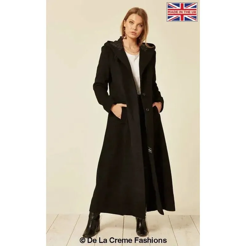 Oversized Wool Blend Hooded Long Coat