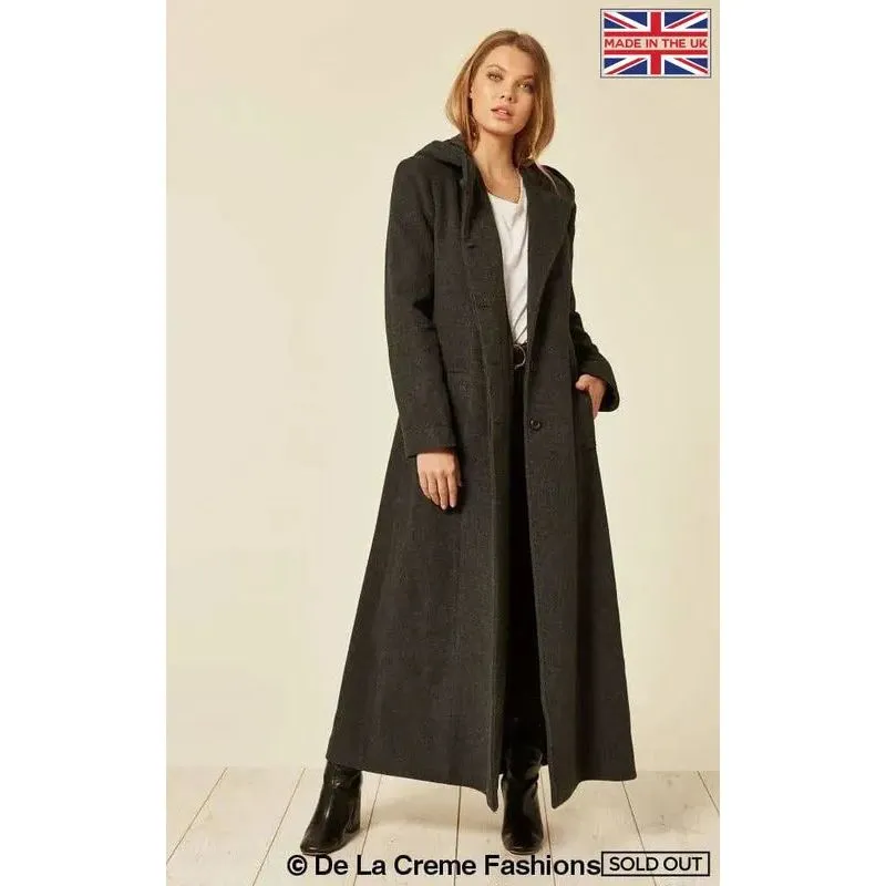 Oversized Wool Blend Hooded Long Coat