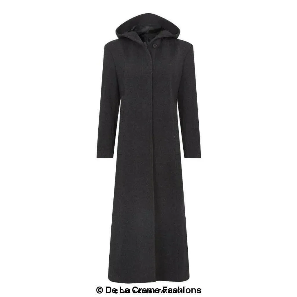 Oversized Wool Blend Hooded Long Coat