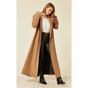Oversized Wool Blend Hooded Long Coat