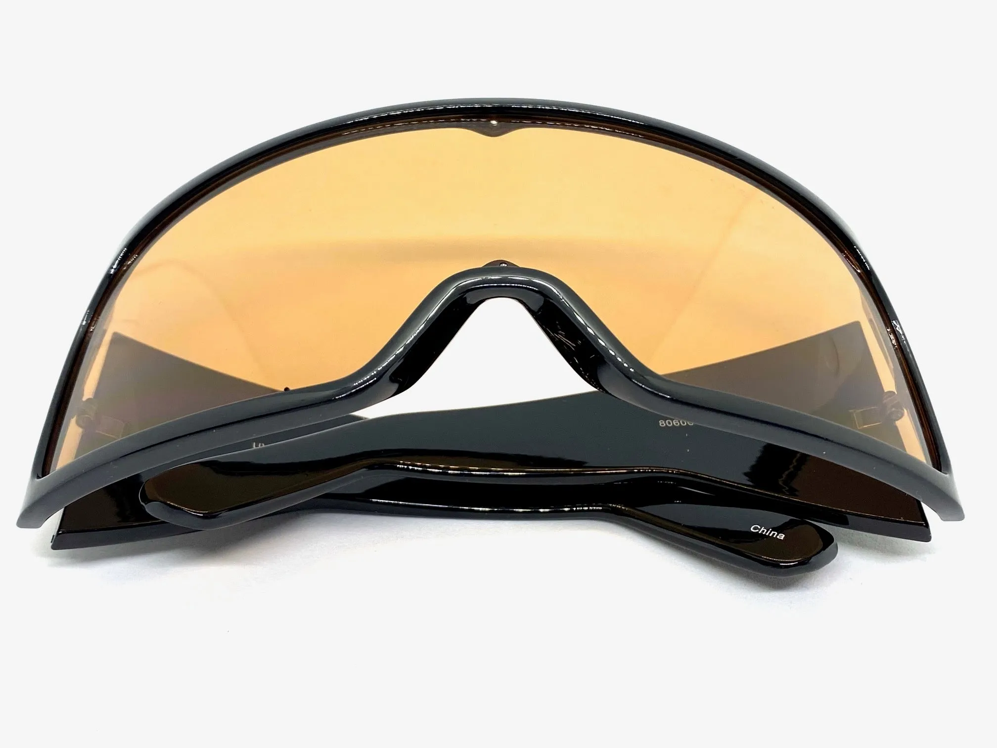 Oversized Wrap Around Futuristic Modern Shield Style SUNGLASSES Huge Black Frame 80606