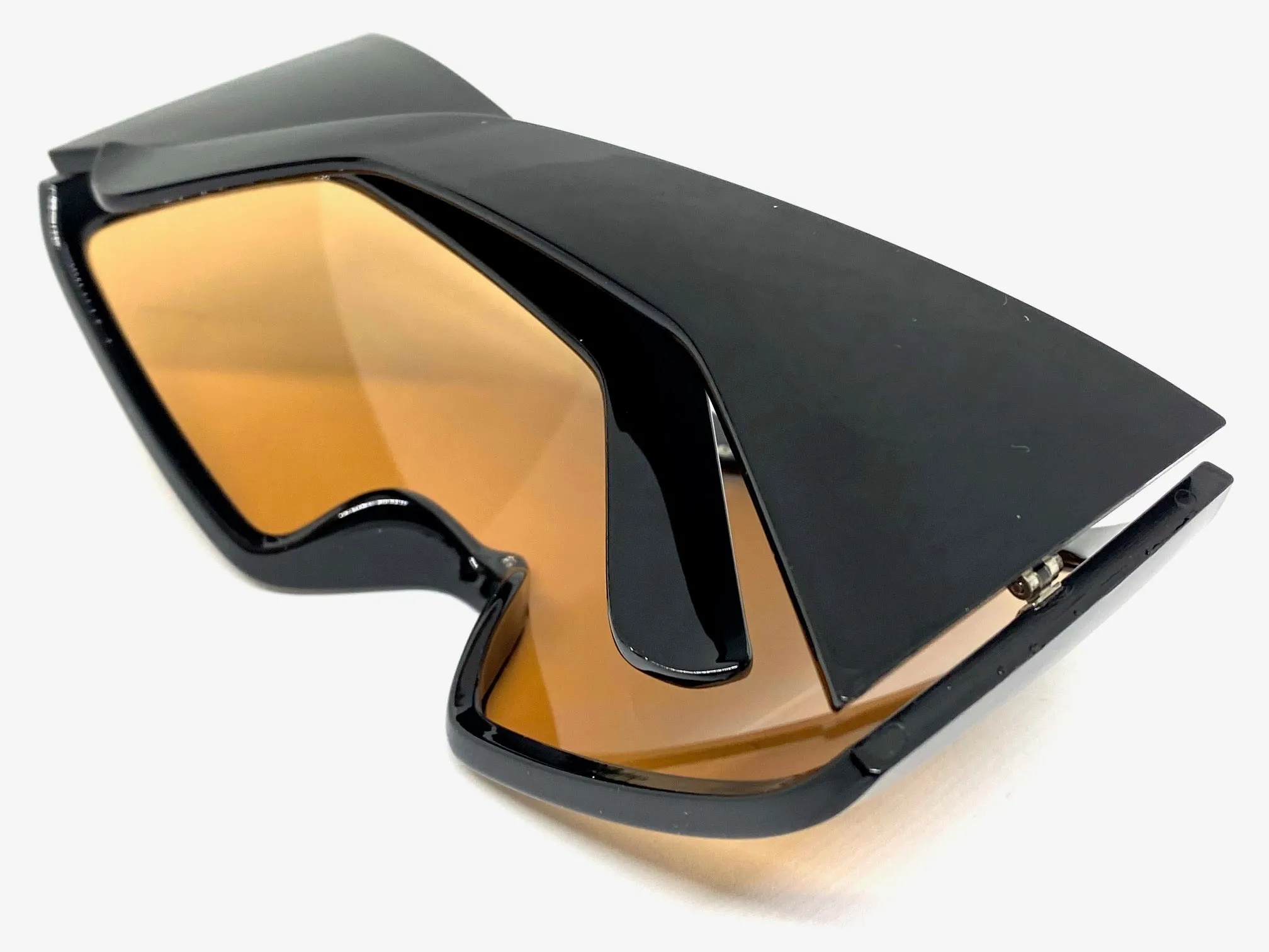 Oversized Wrap Around Futuristic Modern Shield Style SUNGLASSES Huge Black Frame 80606