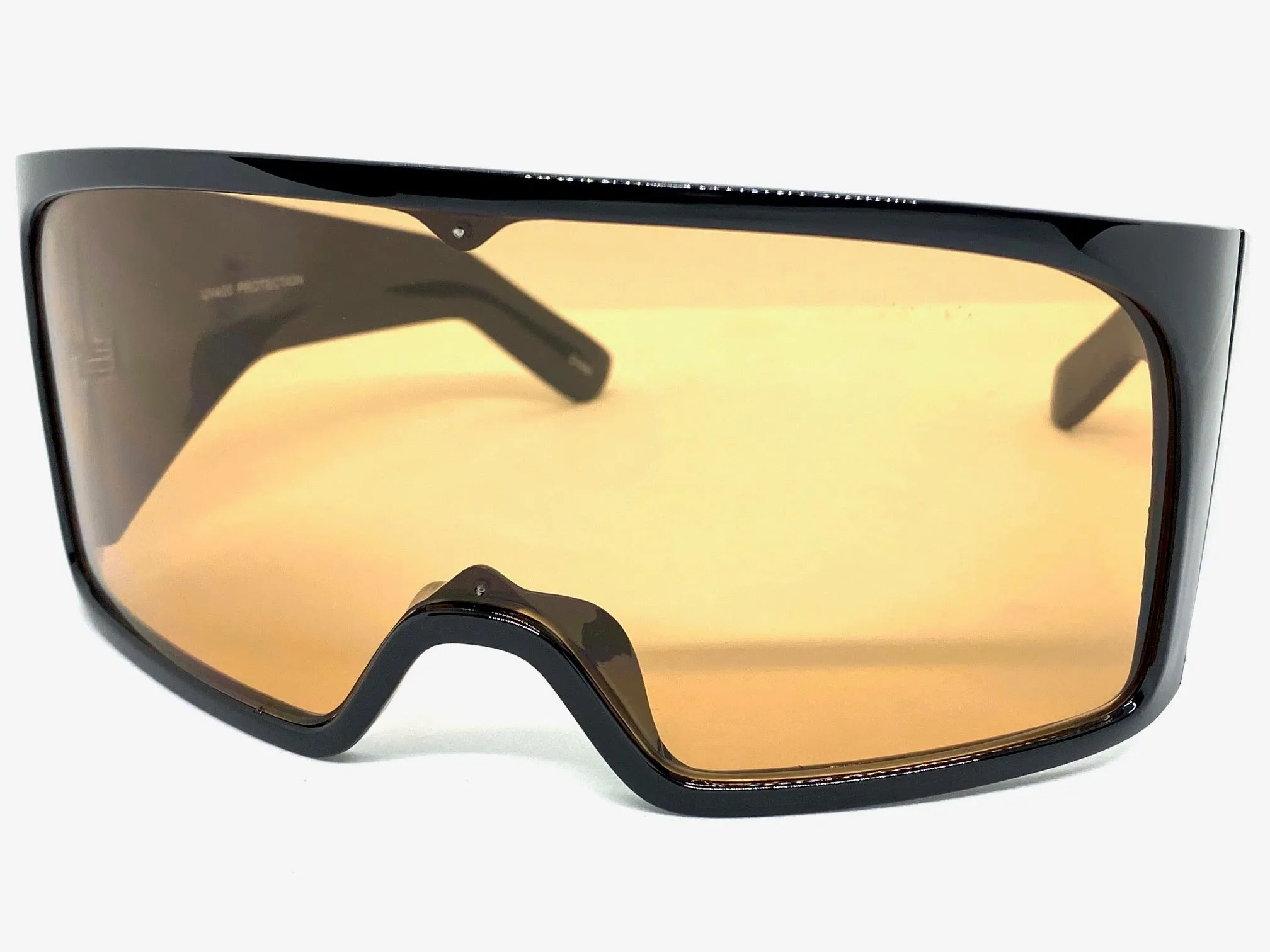Oversized Wrap Around Futuristic Modern Shield Style SUNGLASSES Huge Black Frame 80606