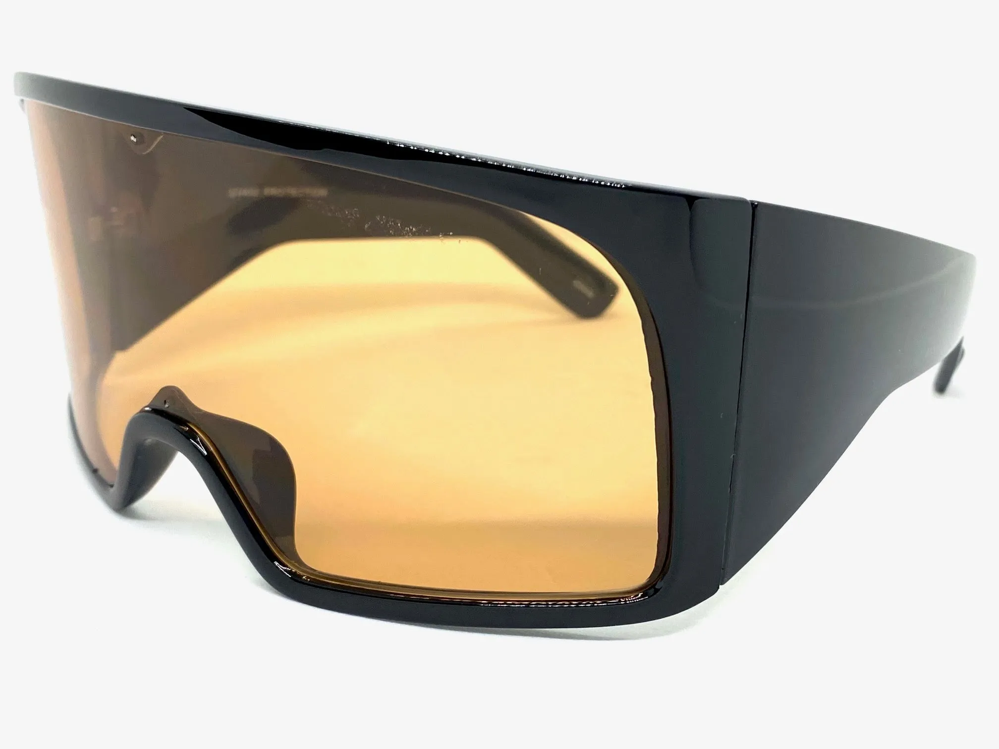 Oversized Wrap Around Futuristic Modern Shield Style SUNGLASSES Huge Black Frame 80606