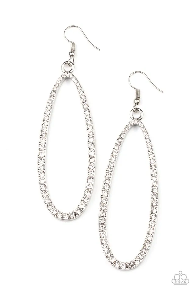 Paparazzi Earring ~ Dazzling Decorum - White