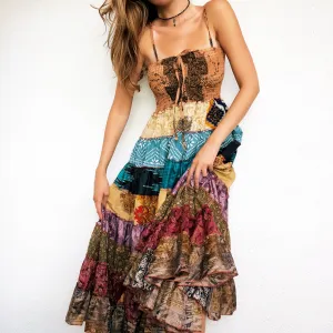 Patchwork Boho Maxi Dress - Small