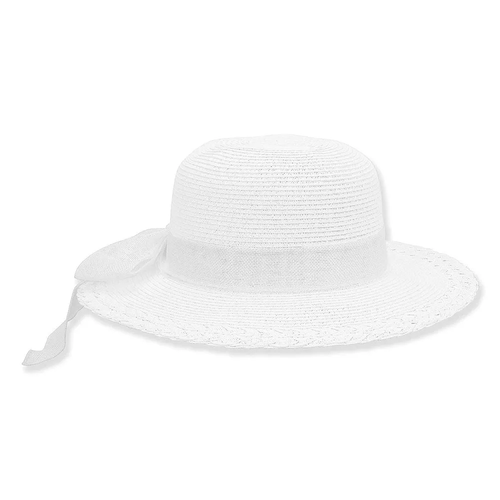 Petite Hats for Small Heads - Linen Bow Straw Wide Brim Sun Hat