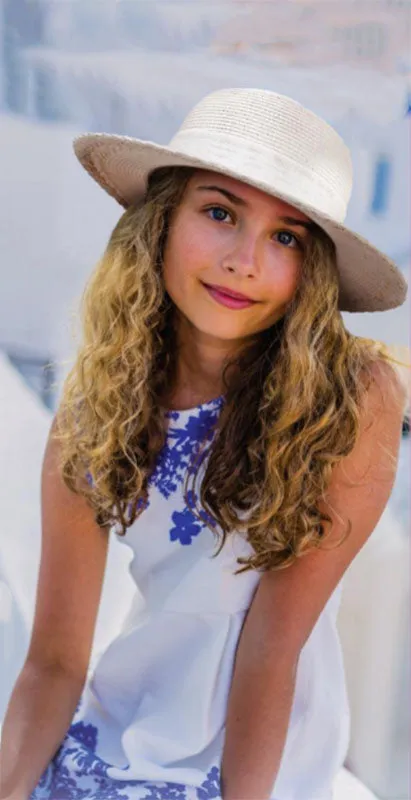 Petite Hats for Small Heads - Linen Bow Straw Wide Brim Sun Hat