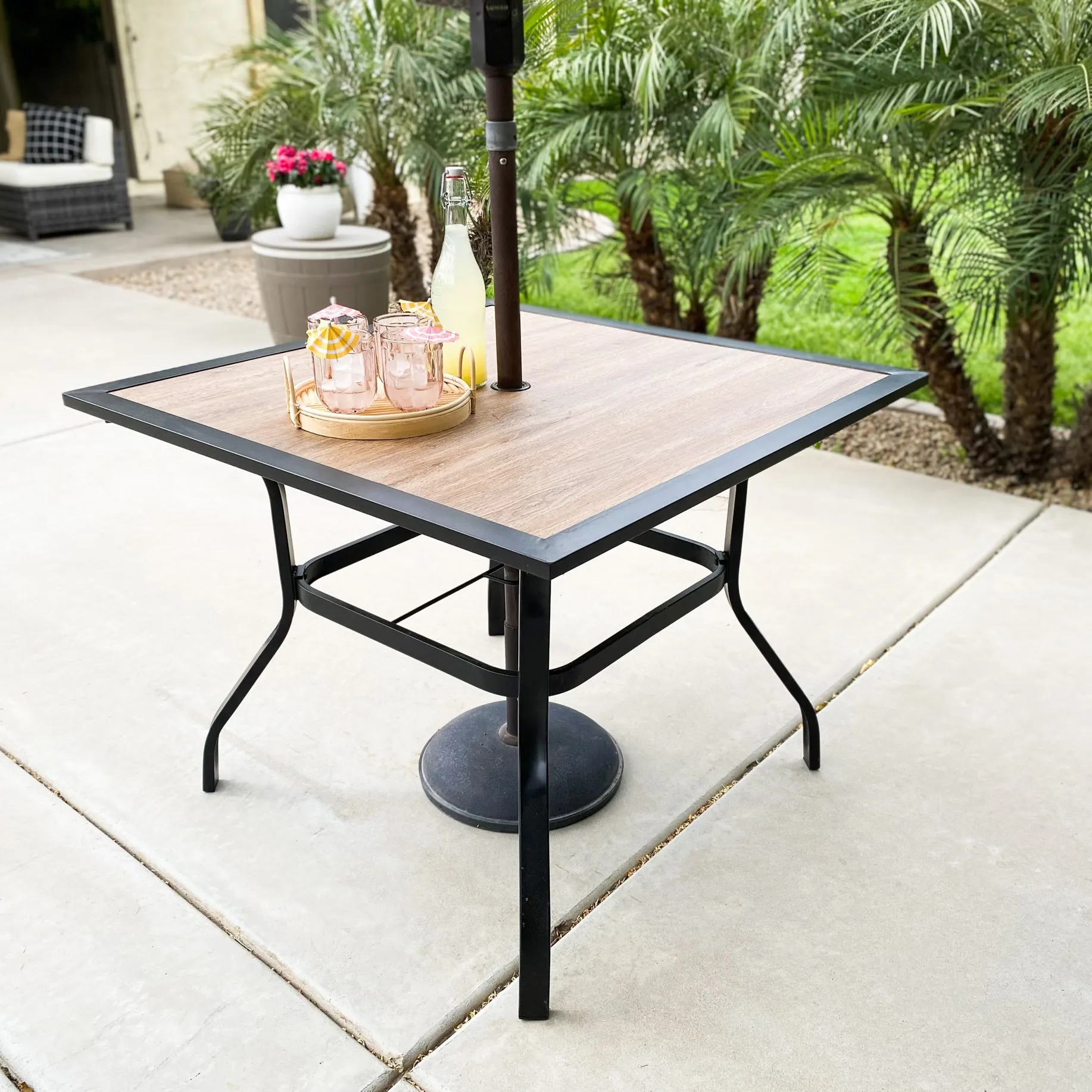 PHI VILLA 5-Piece Patio Dining Set 4 Fixed Steel Chairs and Dining Table