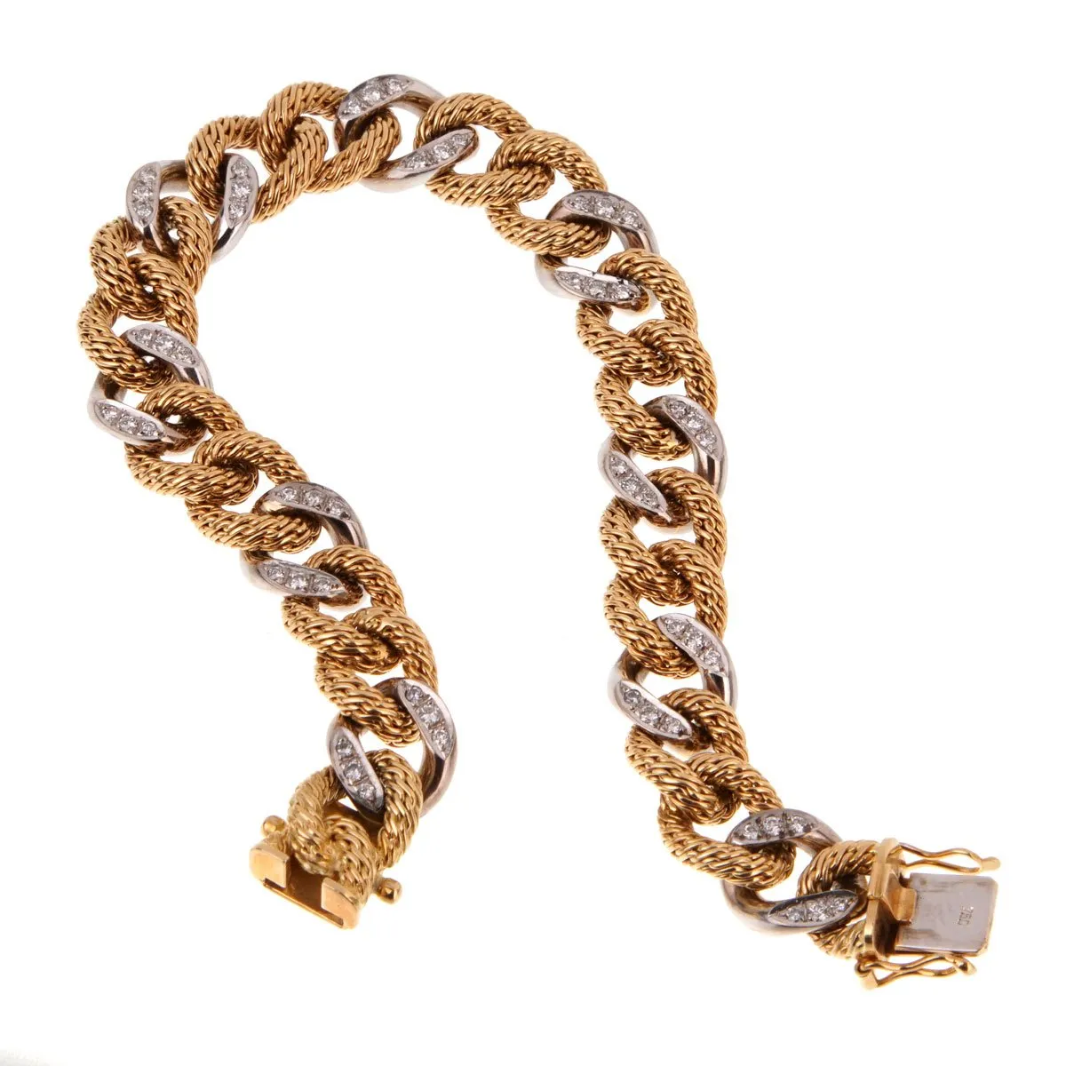 Piaget Diamond 18k Yellow Gold Vintage Chain Link Bracelet