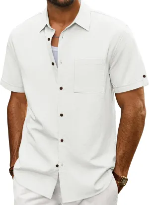 PJ PAUL JONES Mens Short Sleeve Cotton Shirts Lightweight Button Down Shirt Casual Summer Shirts for Men