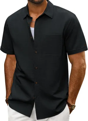 PJ PAUL JONES Mens Short Sleeve Cotton Shirts Lightweight Button Down Shirt Casual Summer Shirts for Men