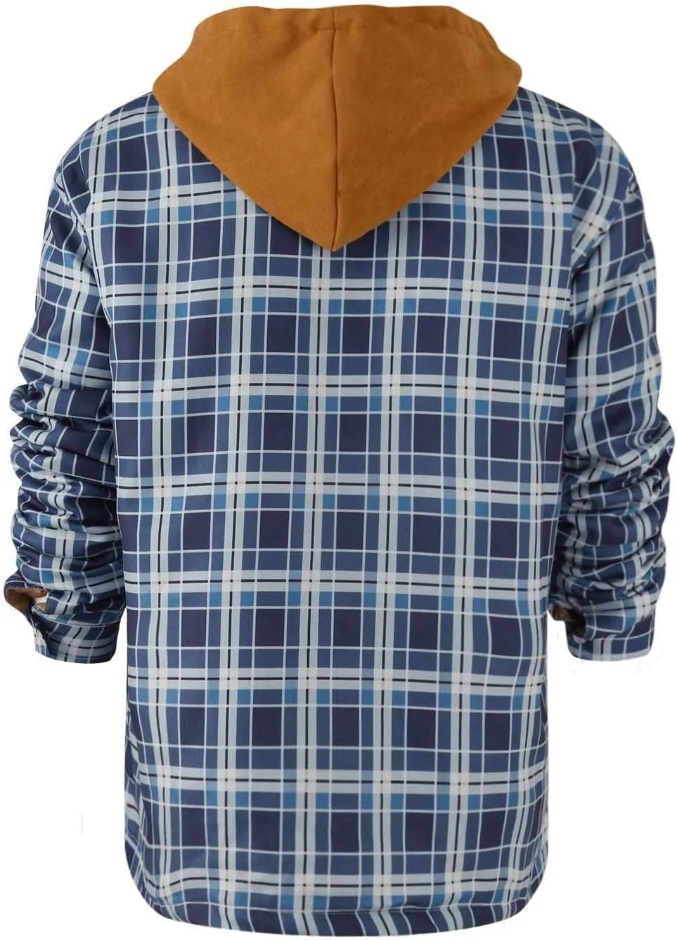 Plaid Jacket Mens Hooded Quilted Lined Flannel Shirt Jacket Long Sleeve Full Zip Jackets Winter Thick Warm Coat