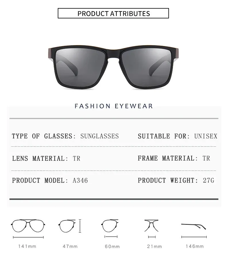 Polarized Black Sports Square Sunglasses