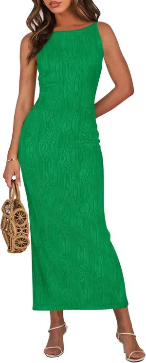 PRETTYGARDEN Womens Maxi Dress 2025 Summer Wedding Guest Dresses Spring Long Resort Wear Casual Bodycon Sun Dresses