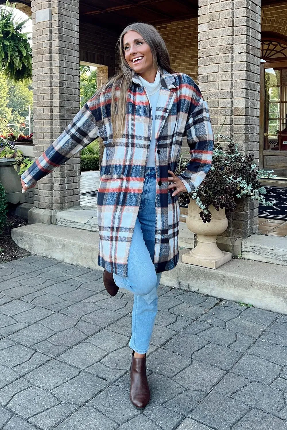 PRETTYGARDEN Women's Plaid Shacket Jacket Trendy Casual Button Wool Blend Winter Tartan Trench Coat with Pockets