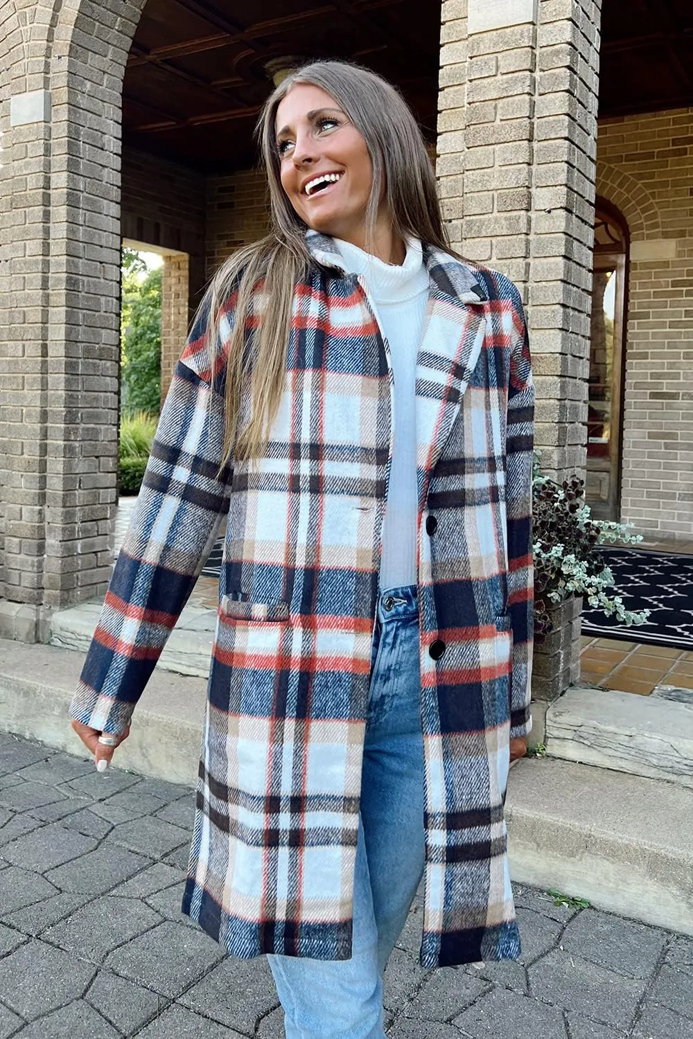 PRETTYGARDEN Women's Plaid Shacket Jacket Trendy Casual Button Wool Blend Winter Tartan Trench Coat with Pockets