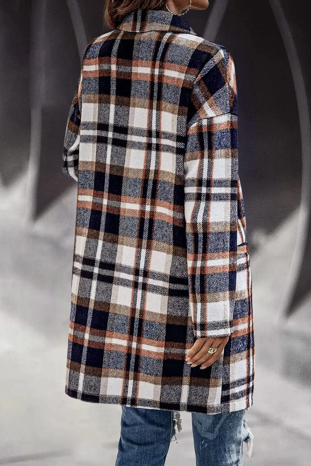 PRETTYGARDEN Women's Plaid Shacket Jacket Trendy Casual Button Wool Blend Winter Tartan Trench Coat with Pockets