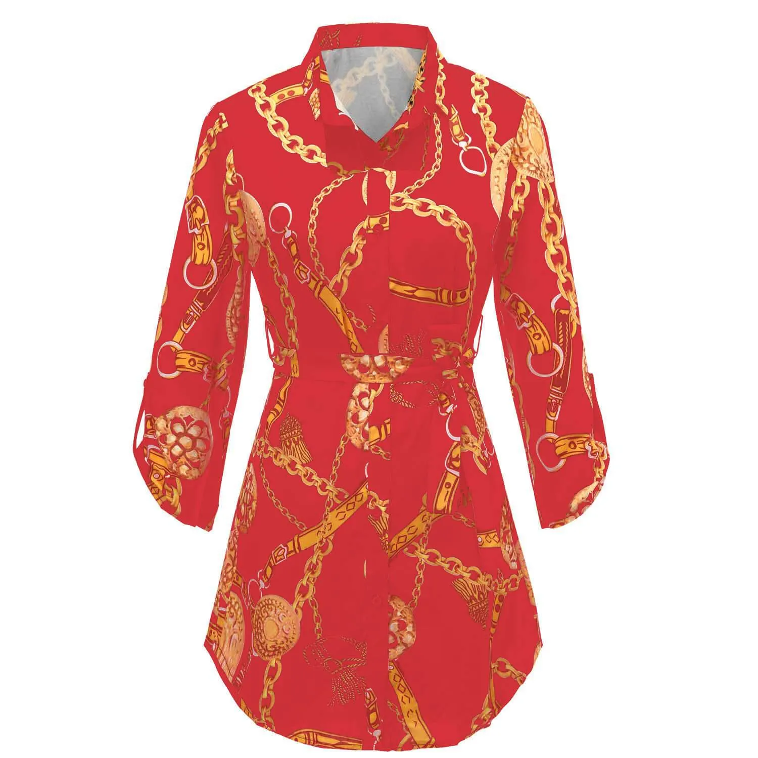 Print Slim Long Irregular Blouse