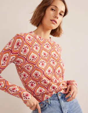 Printed High Neck Jumper-Kumquat, Geo Cascade