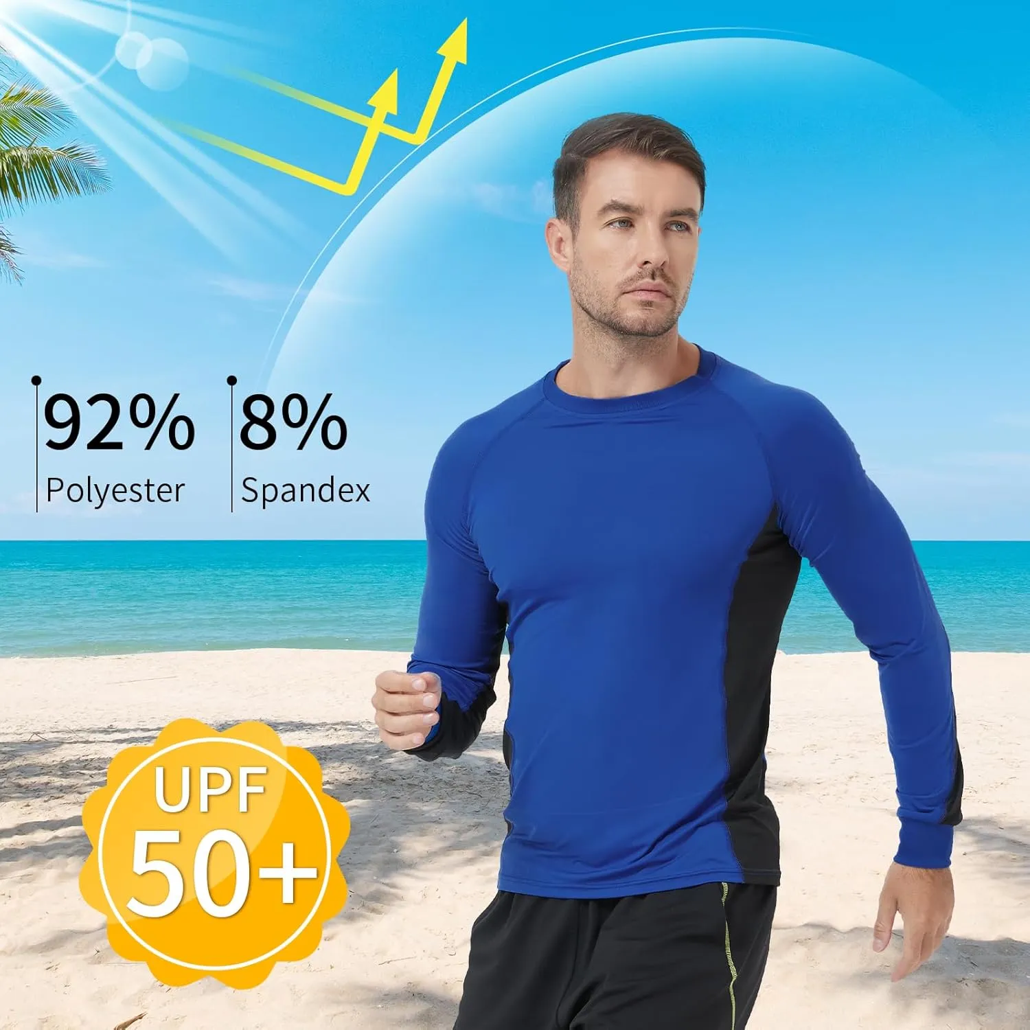 ProtectX 2 Pack Men's Long Sleeve Sun Protection Shirts Quick Dry UPF 50  Athletic Shirt for Workout Hiking Fishing