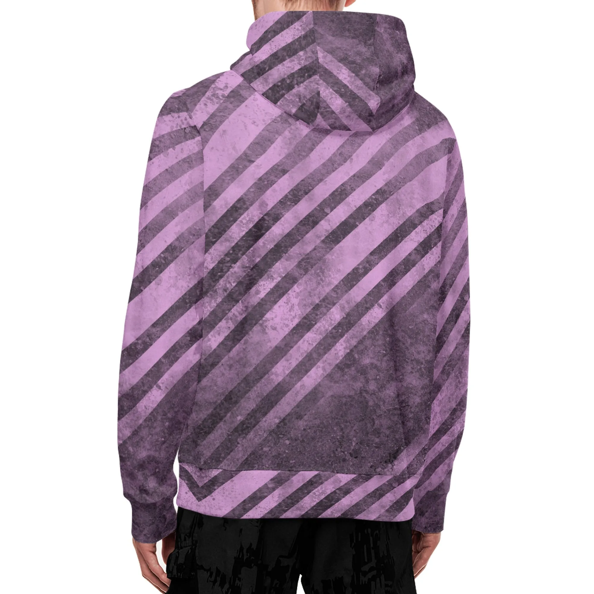 Purple Stripes Full Zipper Turtleneck Hoodie