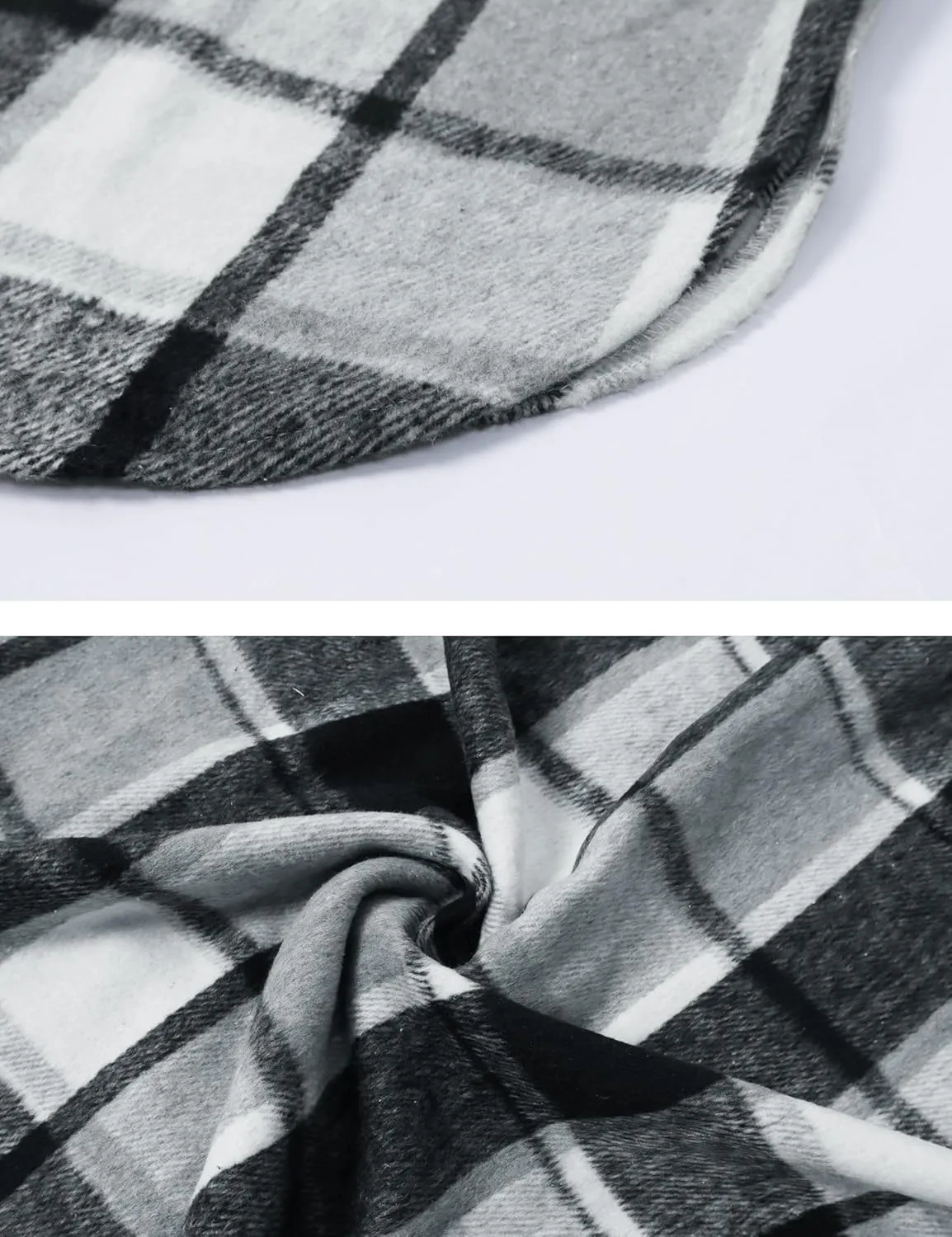 PUWEI Women's Casual Lapel Button Down Long Plaid Shirt Coat Tartan Shacket Jacket