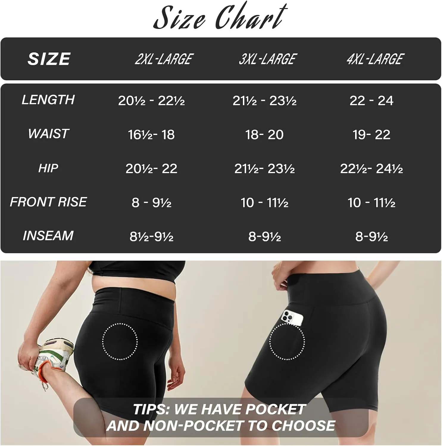 QGGQDD 3 Pack Plus Size Biker Shorts for Women  8" High Waisted Black Shorts for Yoga Workout (2X 3X 4X)