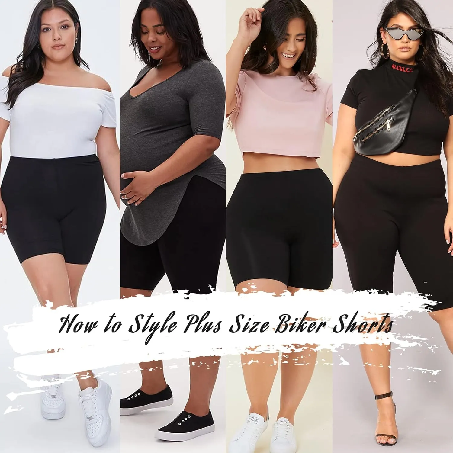 QGGQDD 3 Pack Plus Size Biker Shorts for Women  8" High Waisted Black Shorts for Yoga Workout (2X 3X 4X)